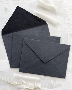 Premium Handmade Schwarzer Umschlag für Hochzeitseinladungen